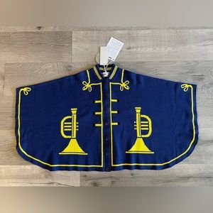 Stella MacCartney / The Beatles Kids Navy Embroidered Cape with Trumpet Motif